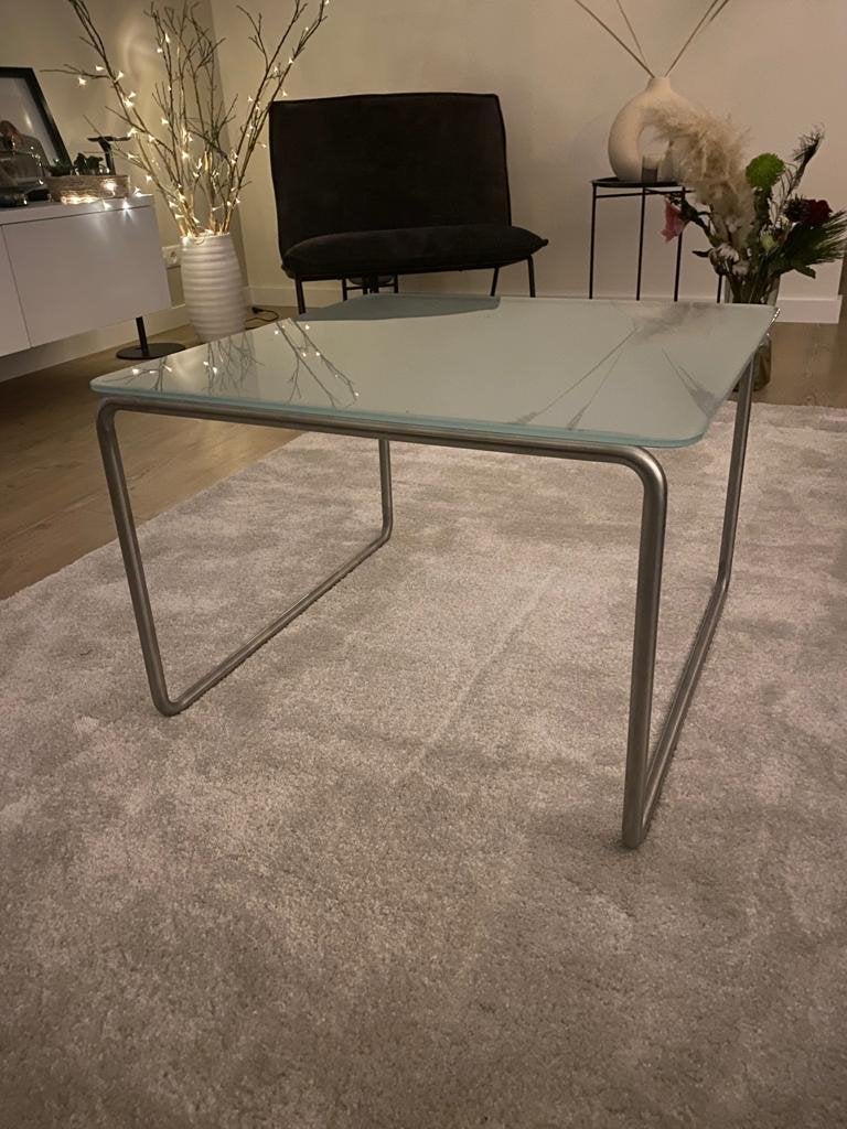 Vierkante Glazen Salontafel met Metalen Poten, 50 tot 100 cm, Vierkant, Nieuw, Glas
