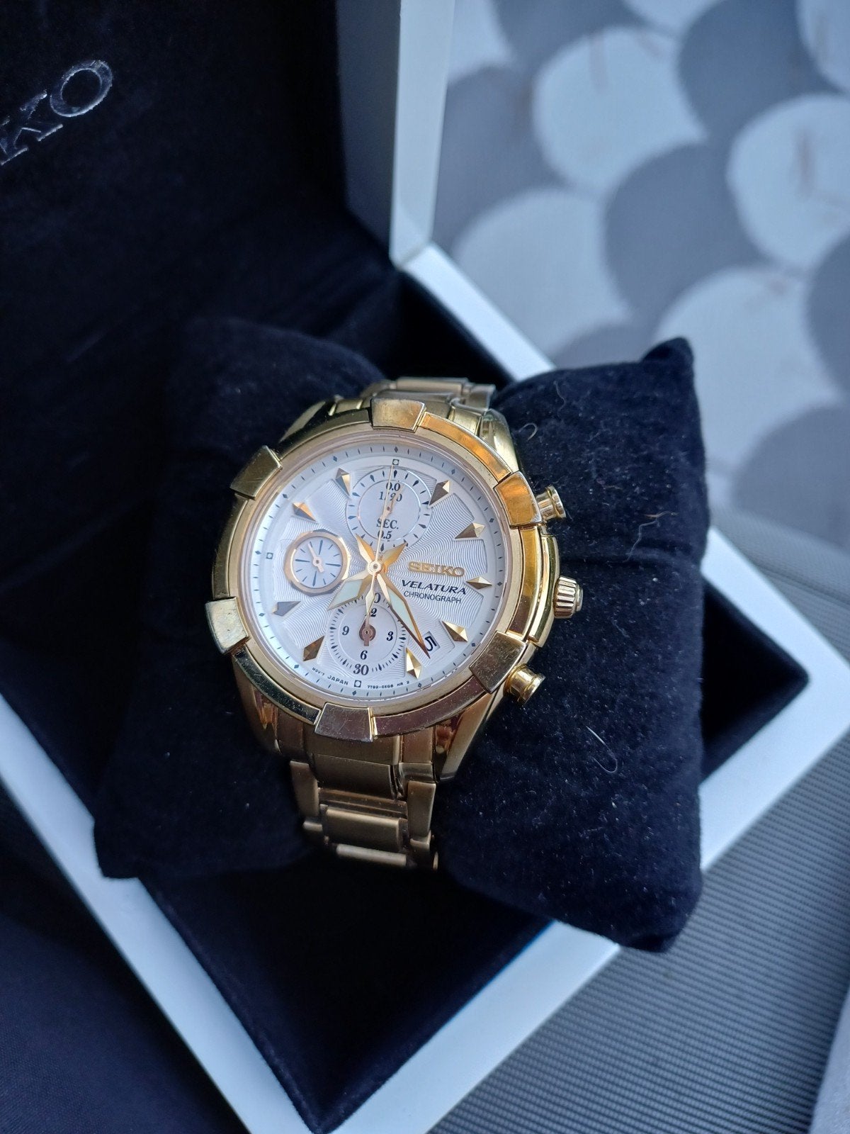 Seiko velatura chrono quartz, Sieraden, Tassen en Uiterlijk, Staal, Polshorloge, Ophalen of Verzenden, Zo goed als nieuw