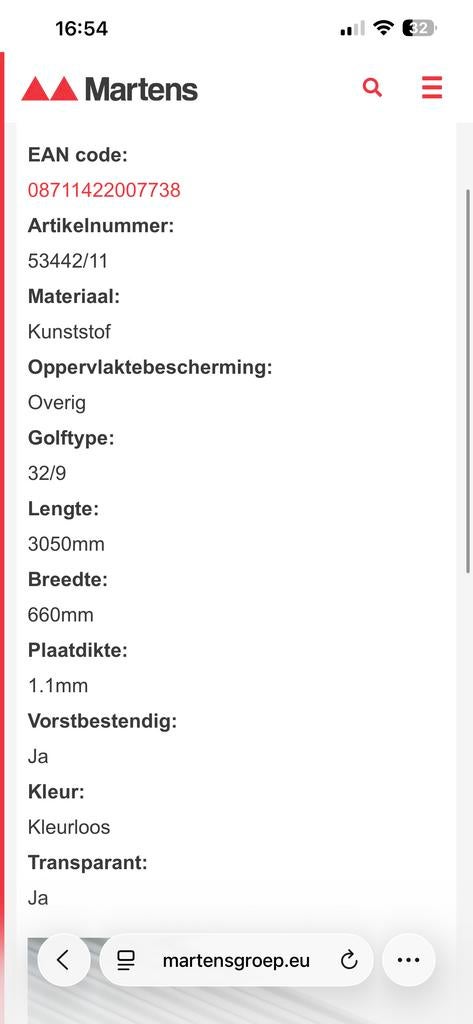 Golfplaten, Doe-het-zelf en Verbouw, Platen en Panelen, Ophalen of Verzenden, Gebruikt, Overige materialen, Minder dan 20 mm