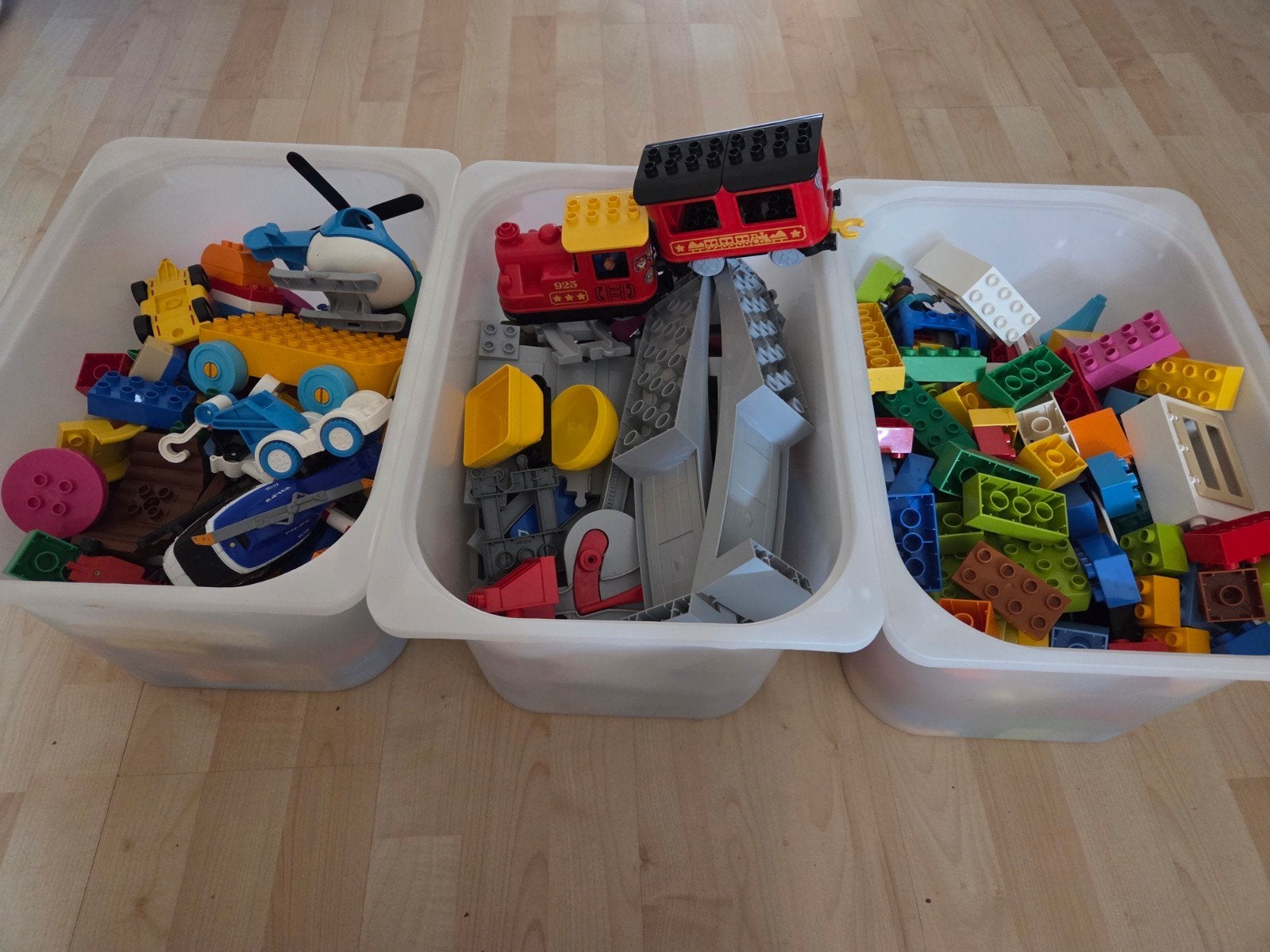 Grote partij LEGO DUPLO + elektrische treinbaan, Ophalen, Gebruikt