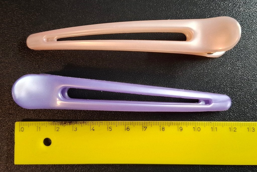 2 Haarklemmen - Roze en Paars, Ophalen of Verzenden, Zo goed als nieuw, Haarspeld