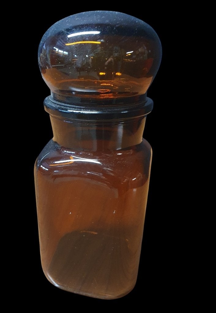 2005 vintage bruin glazen apothekerspot apothekers pot glas, Antiek en Kunst, Curiosa en Brocante, Ophalen of Verzenden