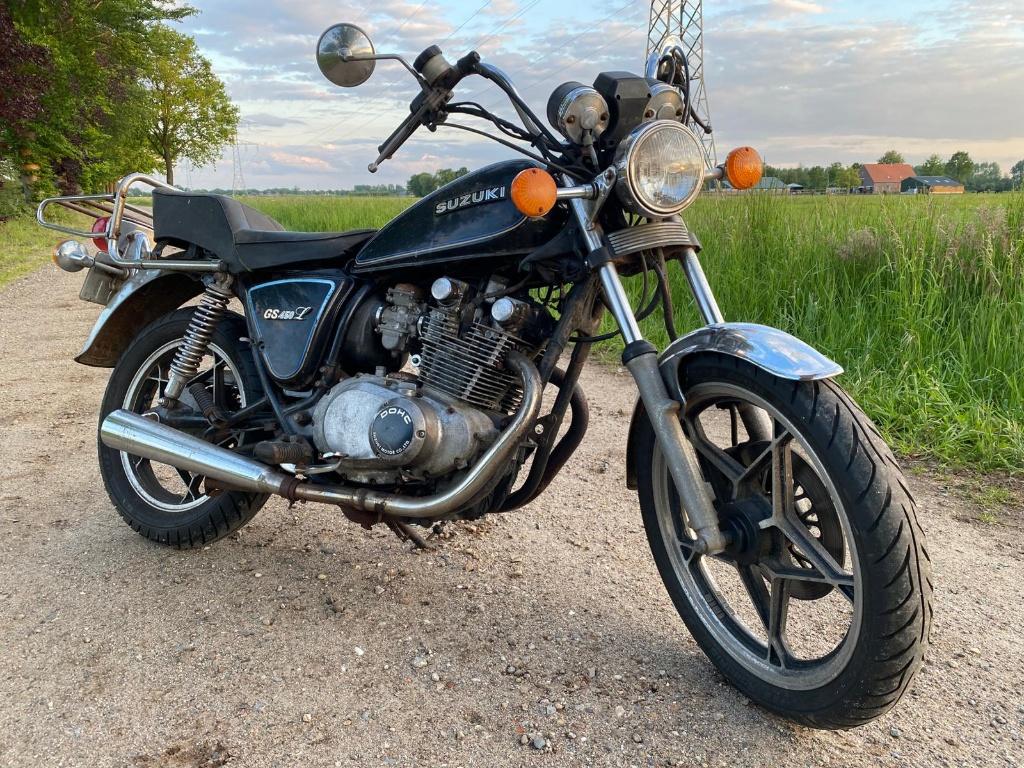 Leuke wegenbelastingvrije Suzuki GS450L BJ 1980 GS 450 L A2, 450 cc, 2 cilinders, Chopper, Minimaal motorrijbewijs A2