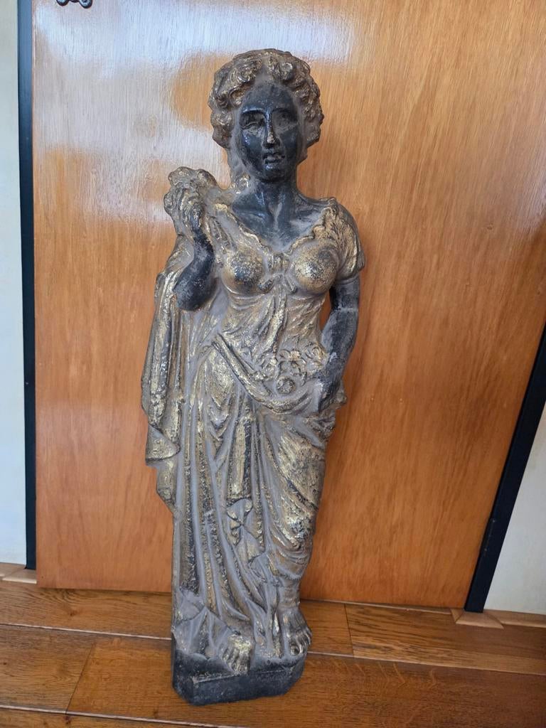 Antiek beeld van vrouw, goud en zwart, klassieke stijl, Ophalen