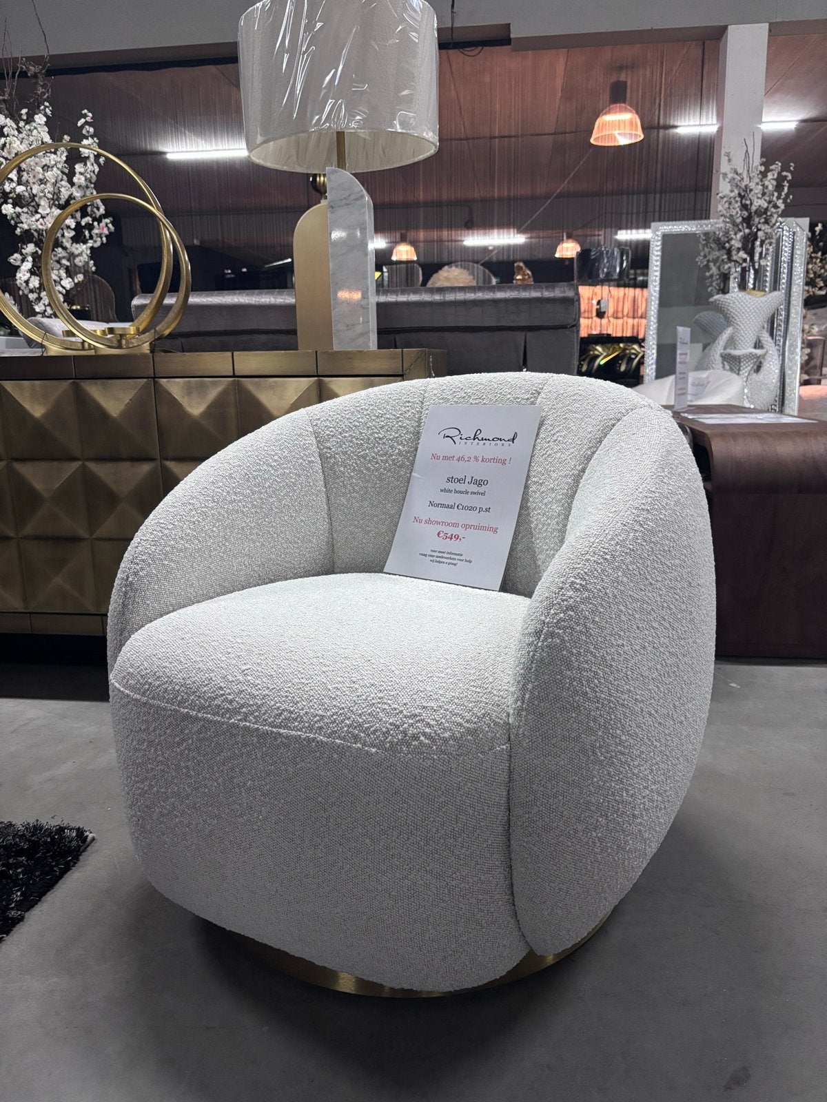 Richmond Interiors Fauteuil Jago - Crème Bouclé