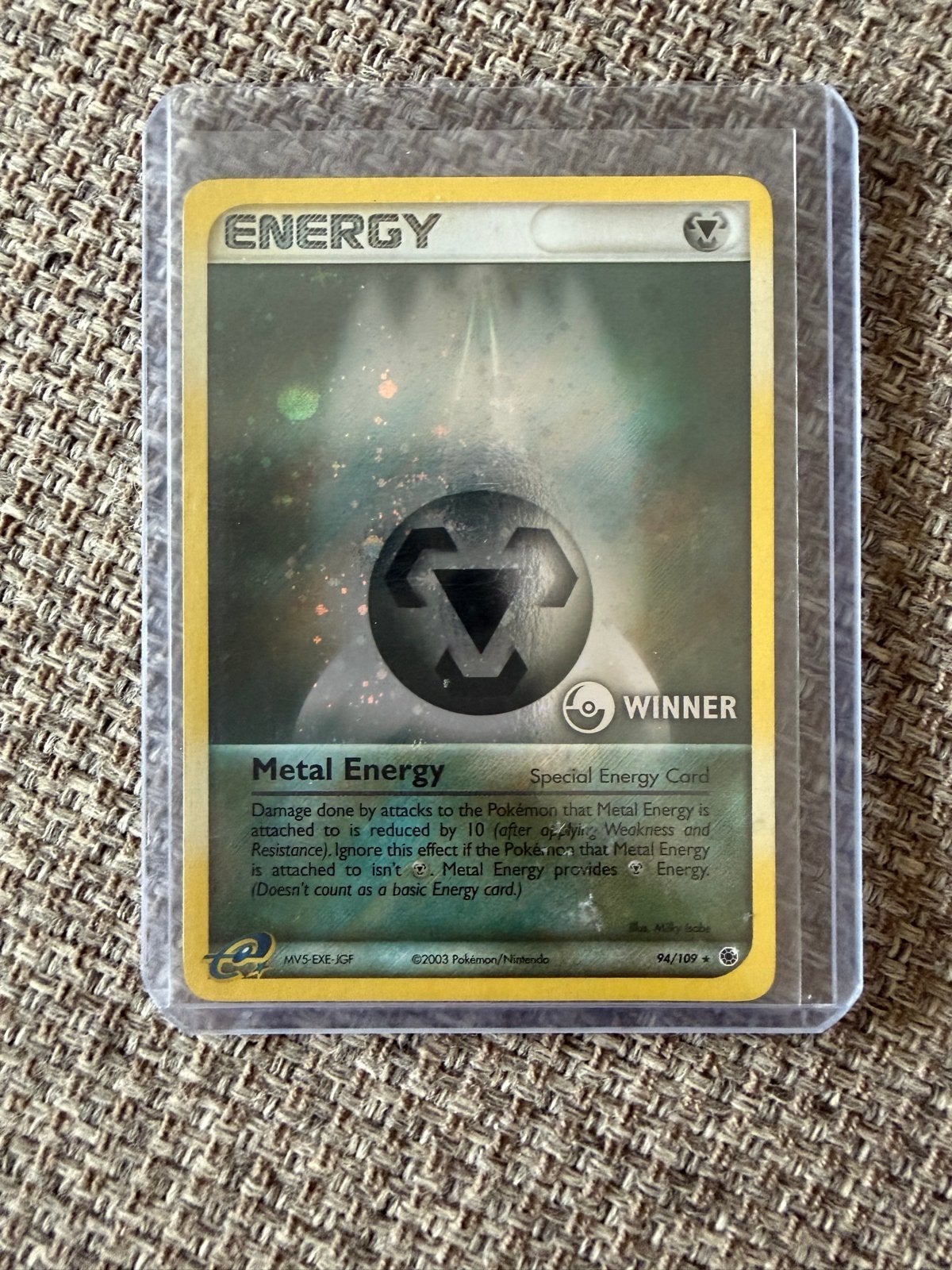 Pokémon TCG: Metal Energy (Winner) 94/109 EX Ruby & Sapphire, Ophalen of Verzenden, Zo goed als nieuw, Losse kaart, Foil