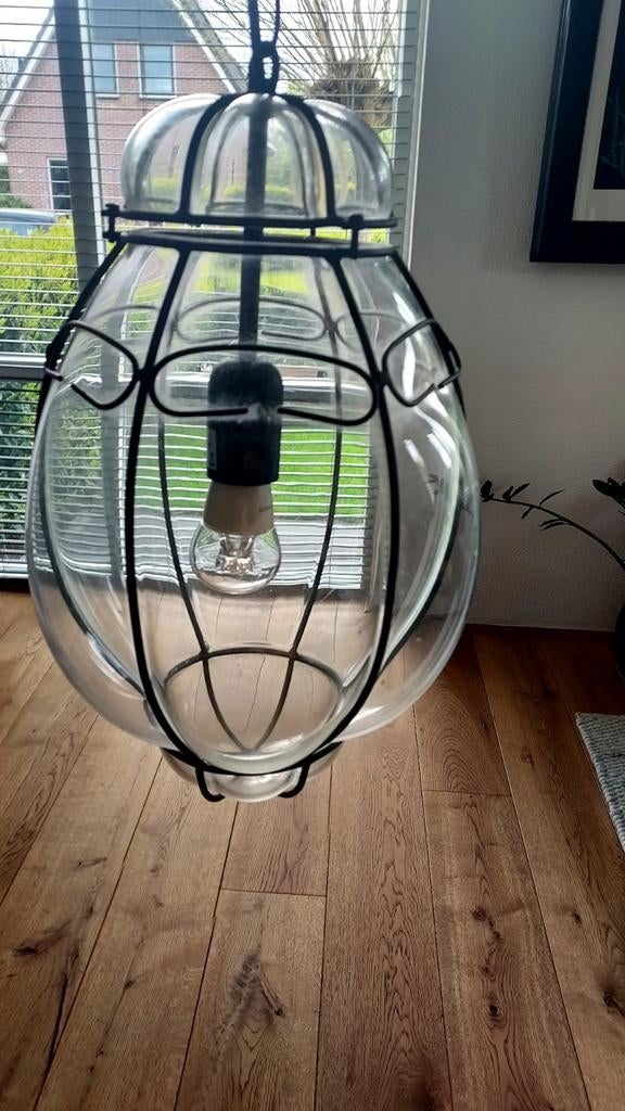 Mooie industriële hanglamp, Huis en Inrichting, Ophalen, Zo goed als nieuw, Glas, Industrieel