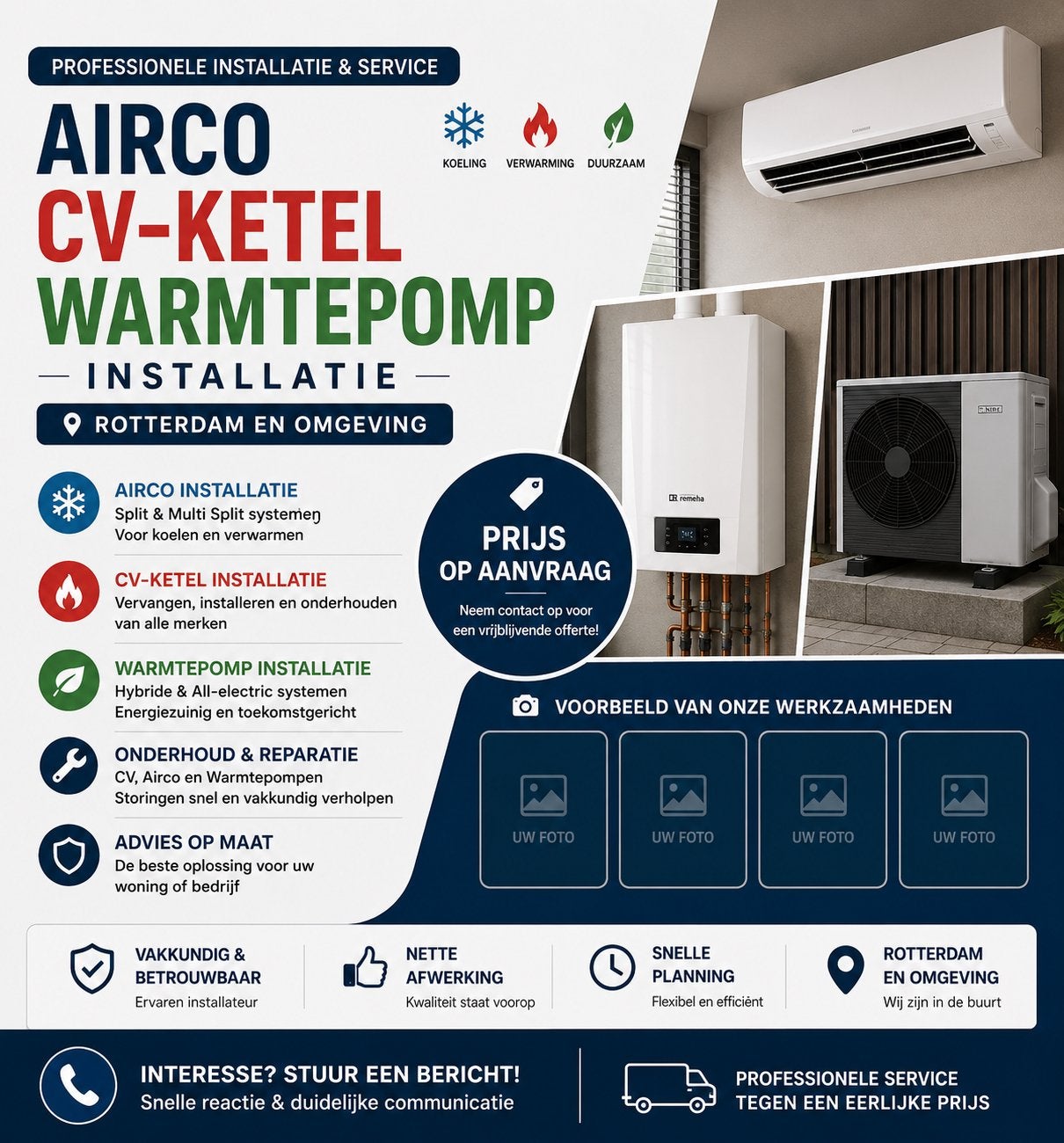 Airco • CV-ketel • Warmtepomp Installatie – Rotterdam en omg, 24-uursservice, Onderhoud