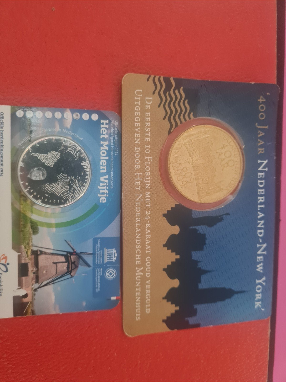 Set van 2 herdenkingsmunten: Molen Vij & 400 Jaar Nederlan, Setje, Koningin Beatrix, Euro's, Ophalen of Verzenden