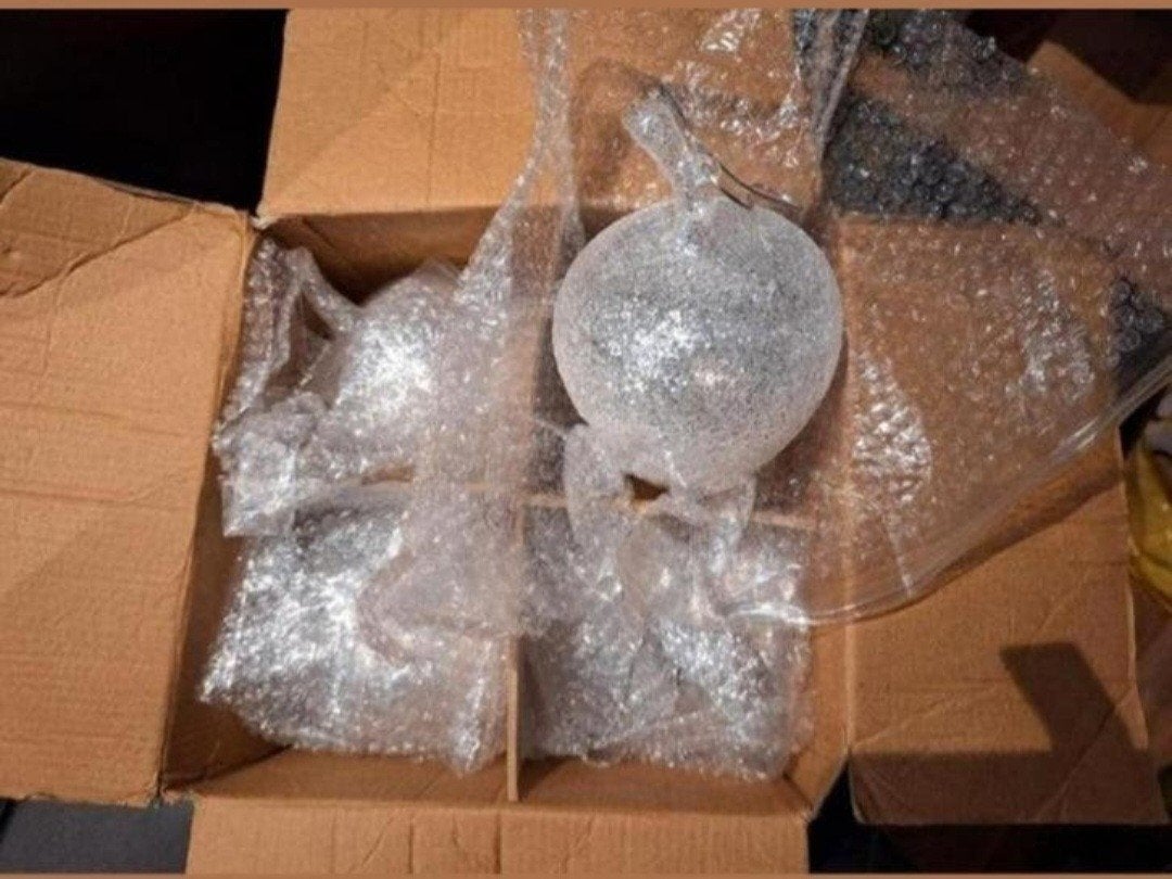 4 x glazen appel met glitters kerstbal, Ophalen, Nieuw