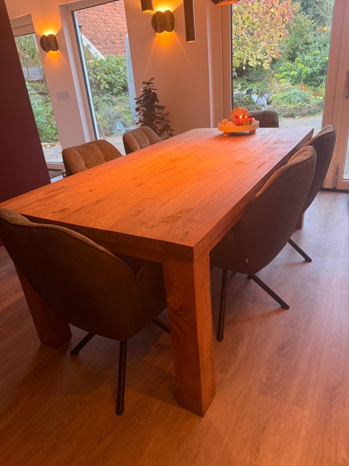 Robuuste teakhouten tafel, Gebruikt, 200 cm of meer, Rechthoekig, 50 tot 100 cm
