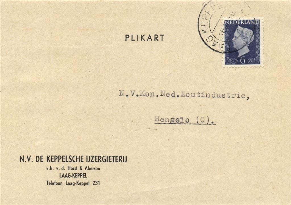 v.h. v.d. Horst + Aberson, Laag-Keppel - 03.1949 - plikart, Postzegels en Munten, Brieven en Enveloppen | Nederland, Briefkaart