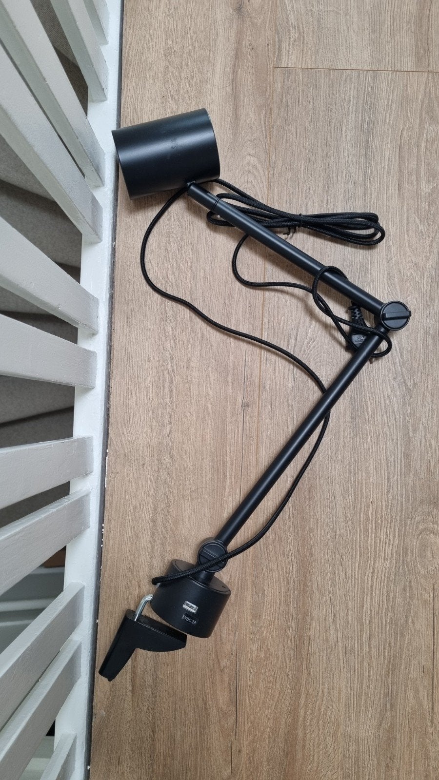 Zwarte verstelbare bureaulamp - met klem en USB-aansluiting, Overige merken, Gebruikt, Zwart, Verstelbaar