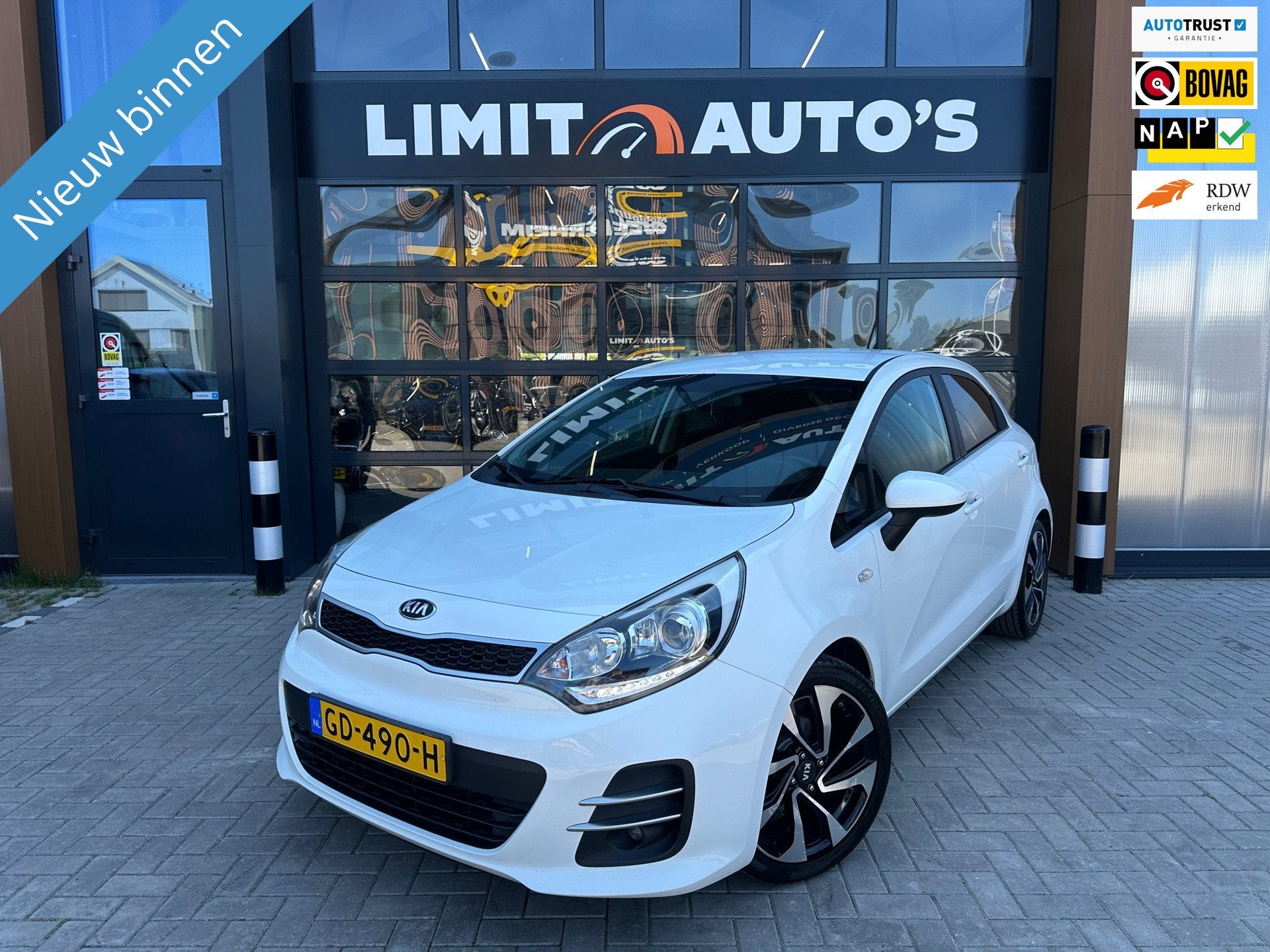 Kia Rio 1.2 CVVT DynamicLine Airco/Camera/NaviCruise/Nw.kopp, 1027 kg, Euro 6, 4 cilinders, Wit