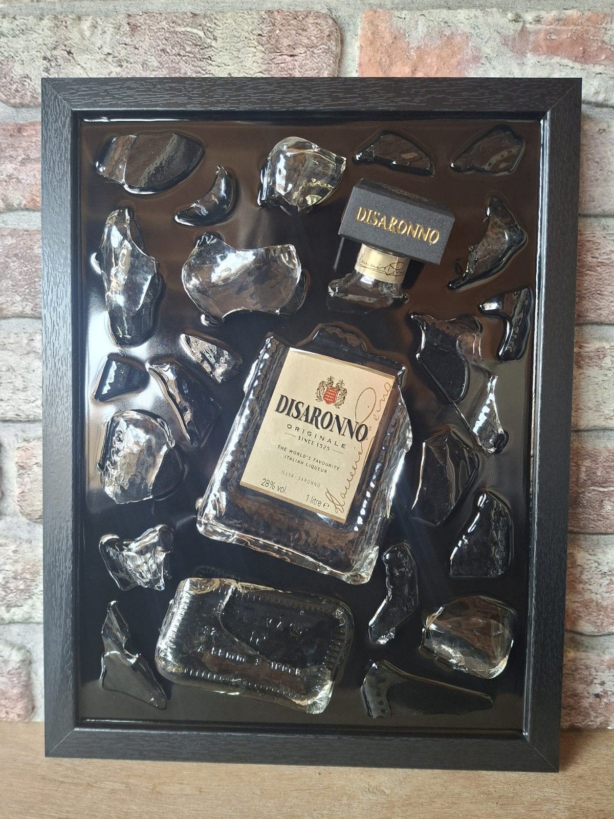 Disaronno fles verwerkt in een lijst 43x33 Epoxy, Ophalen of Verzenden