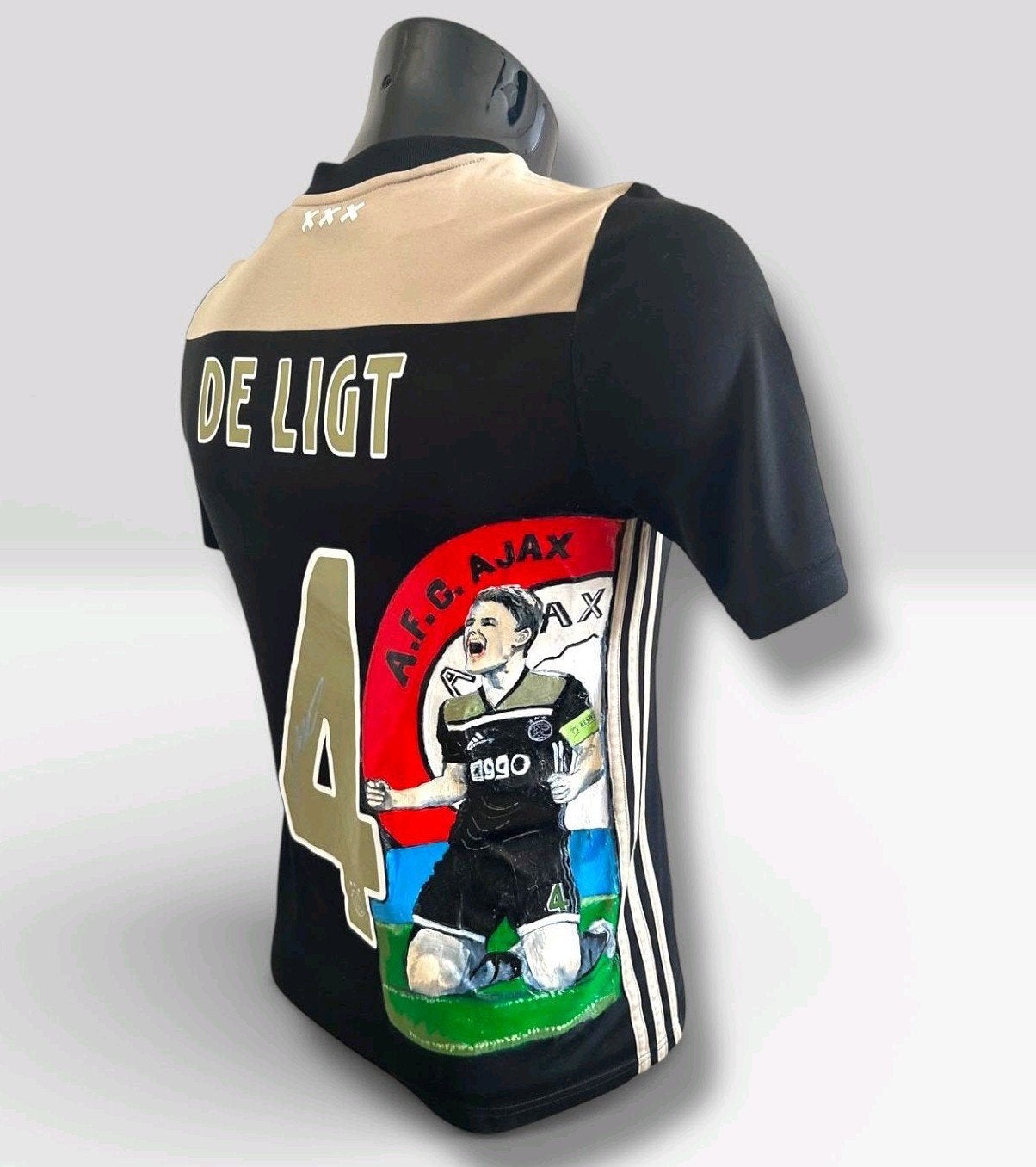Ajax shirt 2018/2019 Art Paint Matthijs de Ligt gesigneerd, Sport en Fitness, Voetbal, Maat L, Ophalen of Verzenden, Zo goed als nieuw
