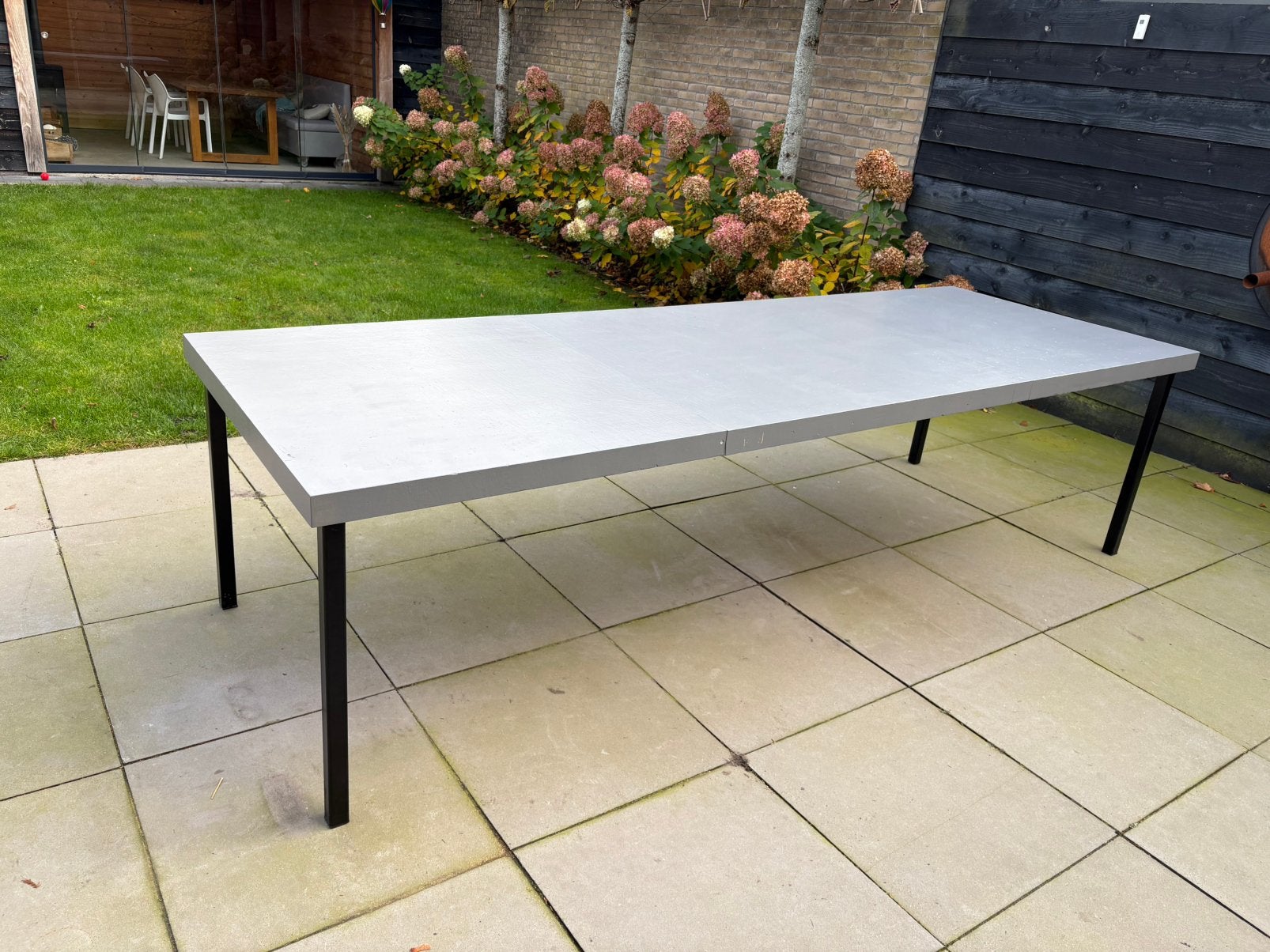 Tafel met stalen onderframe, Ophalen, 200 cm of meer, 50 tot 100 cm, Zo goed als nieuw