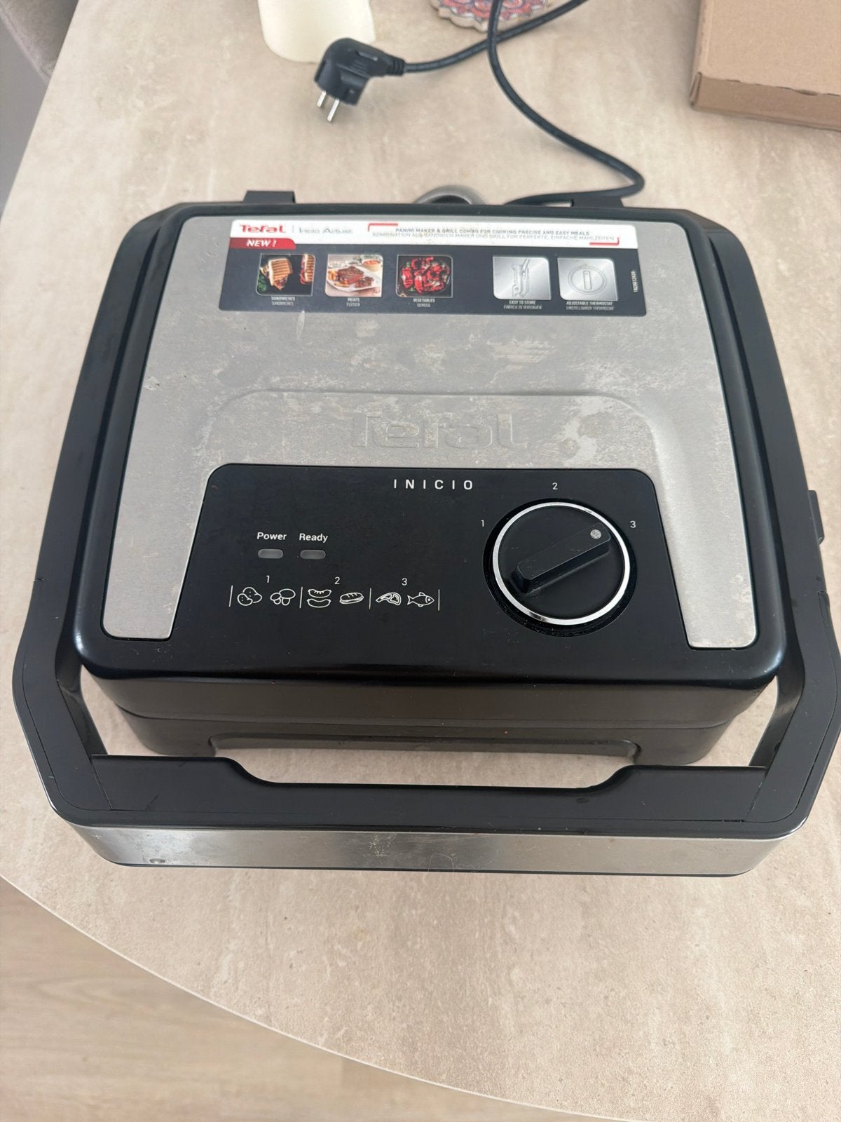 Tefal Inicio Adjust Grill - Panini Maker & Grill Combo, Ophalen of Verzenden, Zwart, Metaal, Overige merken