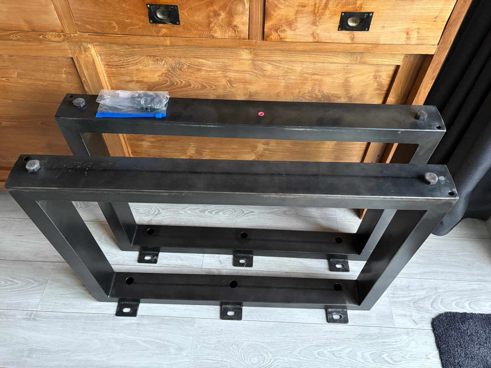 2 Metalen rechthoekige tafelpoten, Ophalen, Tafelpoot, Minder dan 50 cm, Gebruikt