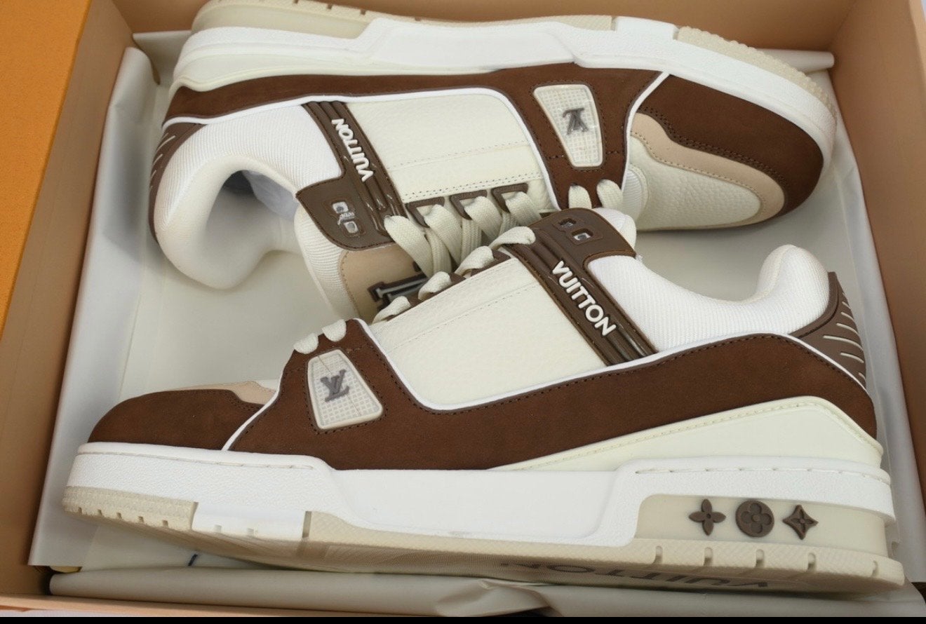Louis Vuitton LV Trainer Sneakers - Bruin/Wit, Verzenden, Zo goed als nieuw, Bruin, Sneakers of Gympen
