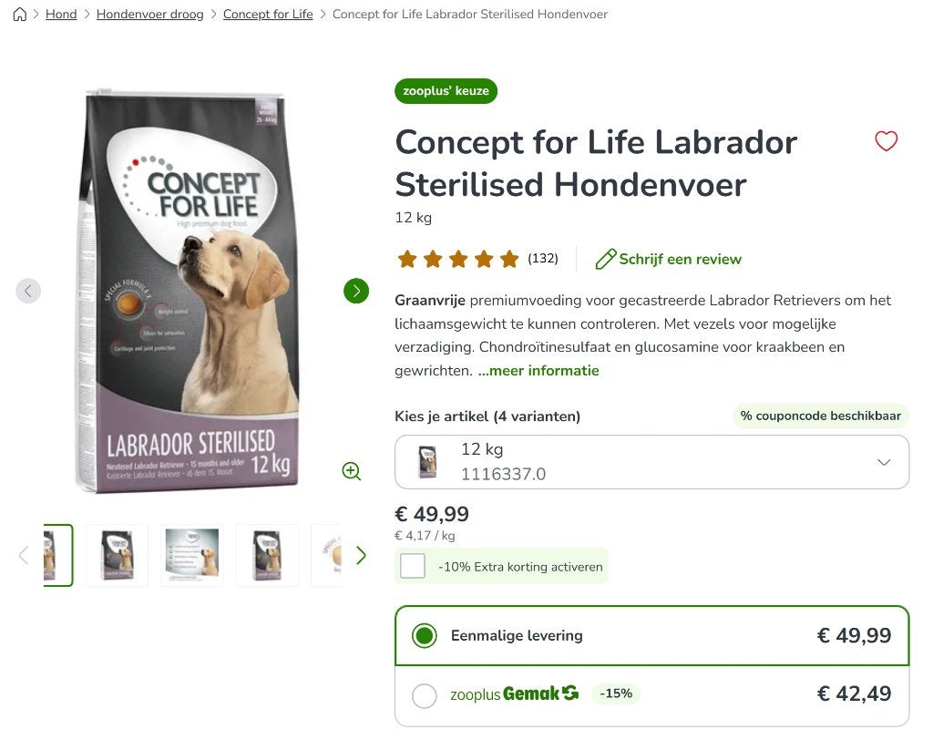 hondenvoer Concept for Life Labrador Sterilised Hondenvoer, Dieren en Toebehoren, Dierenvoeding, Ophalen, Hond