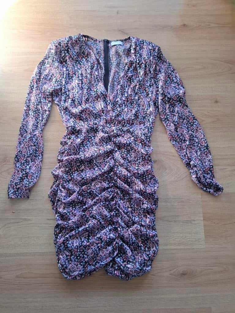Loavies jurk zwart met roze en blauwe bloemetjes maat S//M, Maat 38/40 (M), Zwart, Ophalen of Verzenden, Zo goed als nieuw