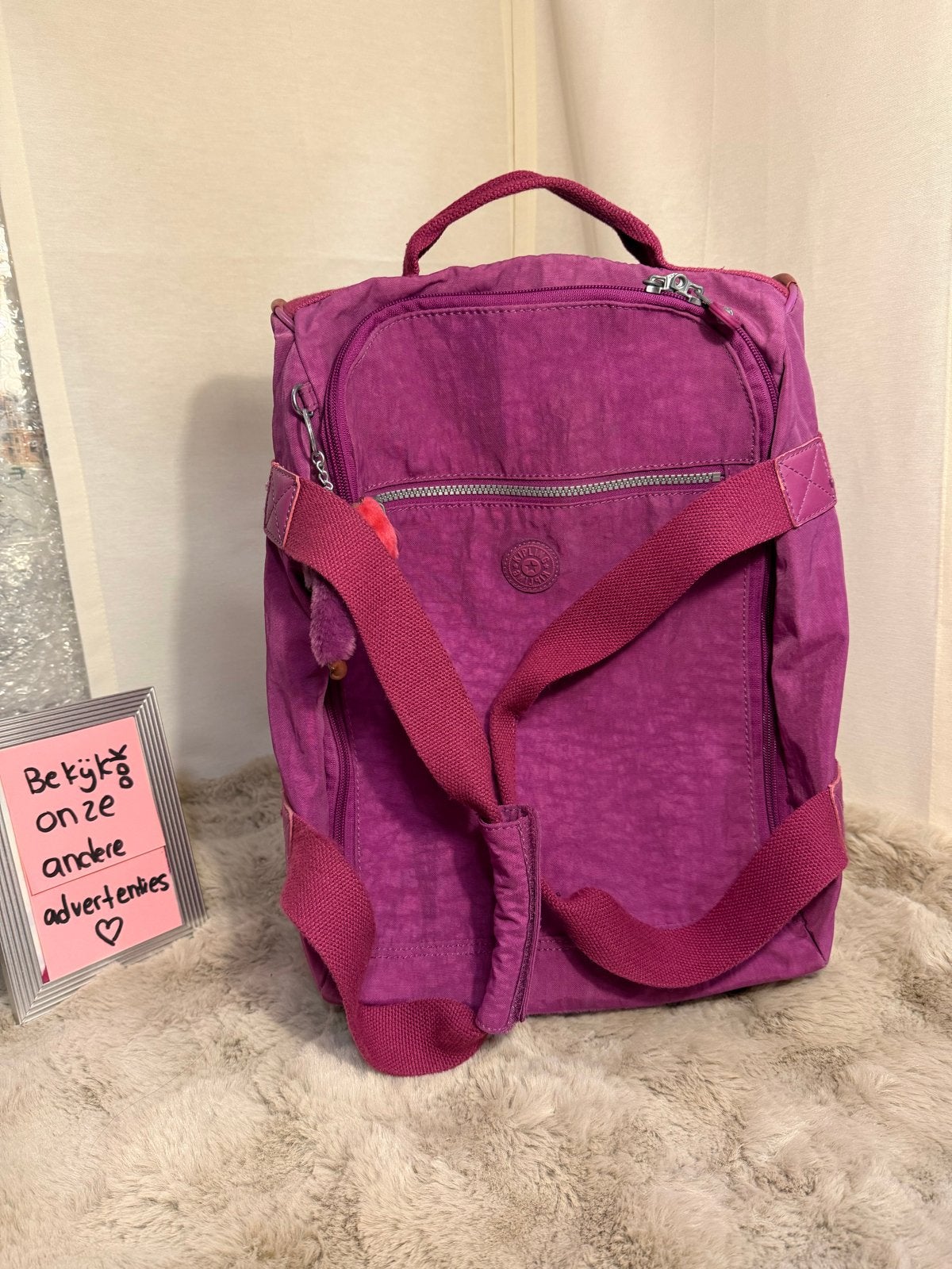 Kipling reistas/rugzak met wieltjes - paars, 45 tot 60 cm, Gebruikt, Kipling, 25 tot 40 cm