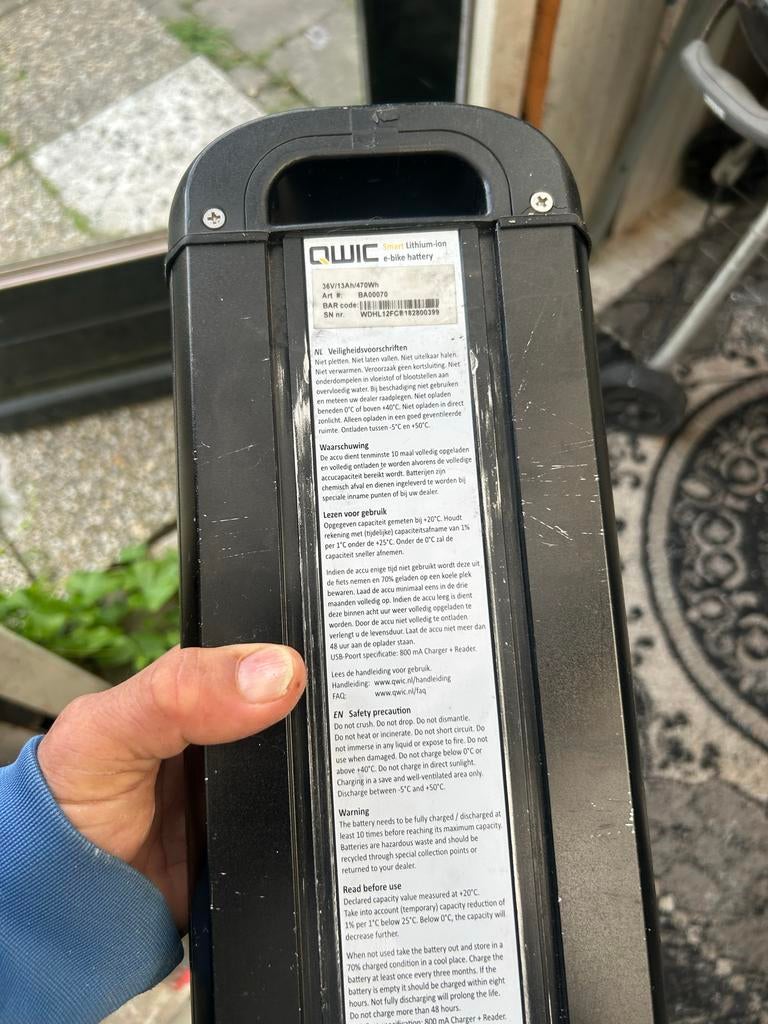 QWIC Smart Lithium-ion e-bike accu 36V/13Ah/470Wh, Ophalen of Verzenden, Gebruikt