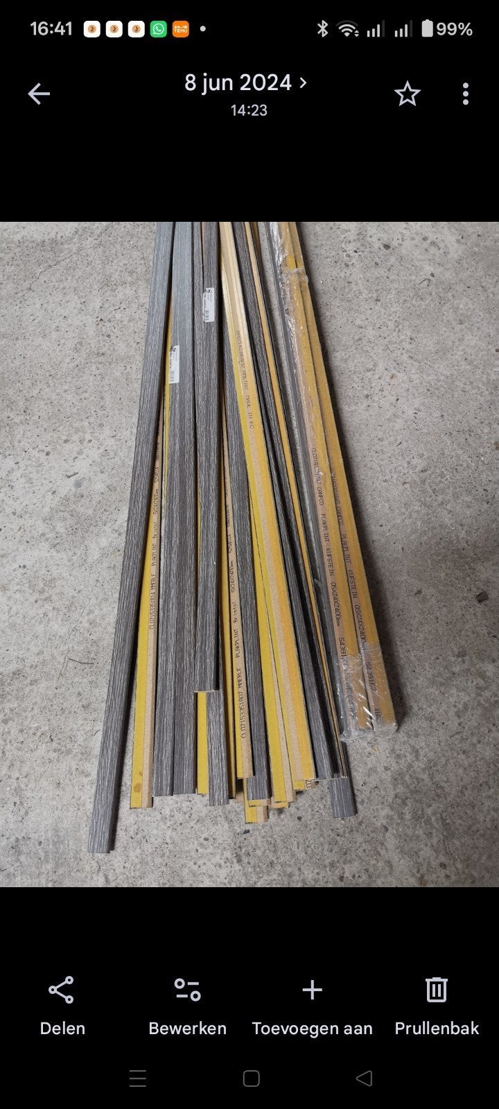 13x Nieuwe Plakplinten Grijs 240 cm lang, Ophalen, Nieuw