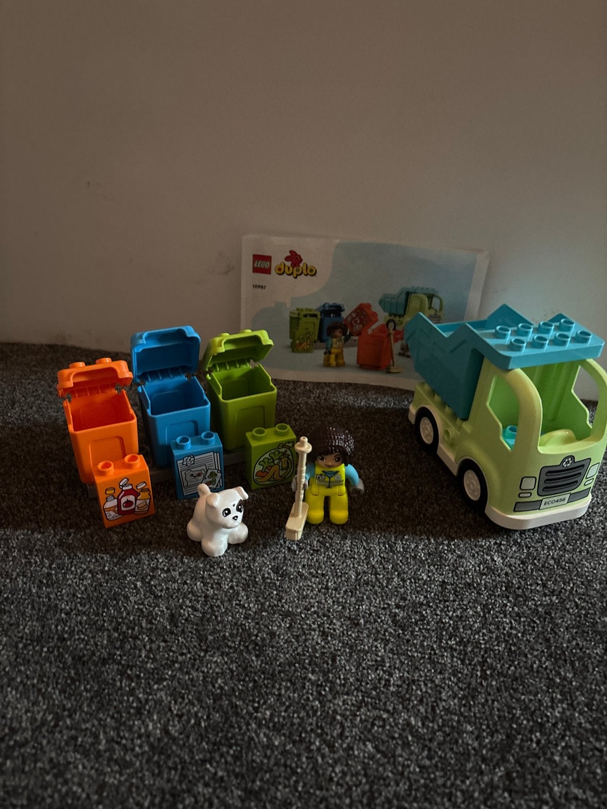 LEGO Duplo 10987 Vuilniswagen en recycling, Inclusief instructies, Ophalen of Verzenden, Zo goed als nieuw, Duplo