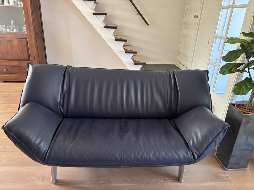 Leolux Tango 2,5-zits bank - Donkerblauw leer, verstelbaar, Huis en Inrichting, Banken | Bankstellen, 150 tot 200 cm, Driepersoons