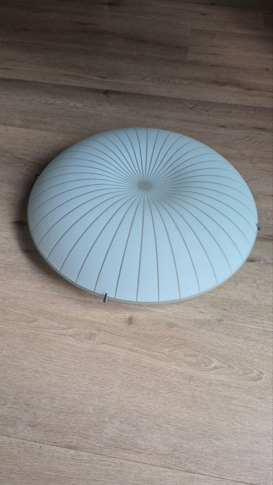 Ikea Plafondlamp - Melkglas met ribbels, Ophalen, Gebruikt, Vintage, Wit