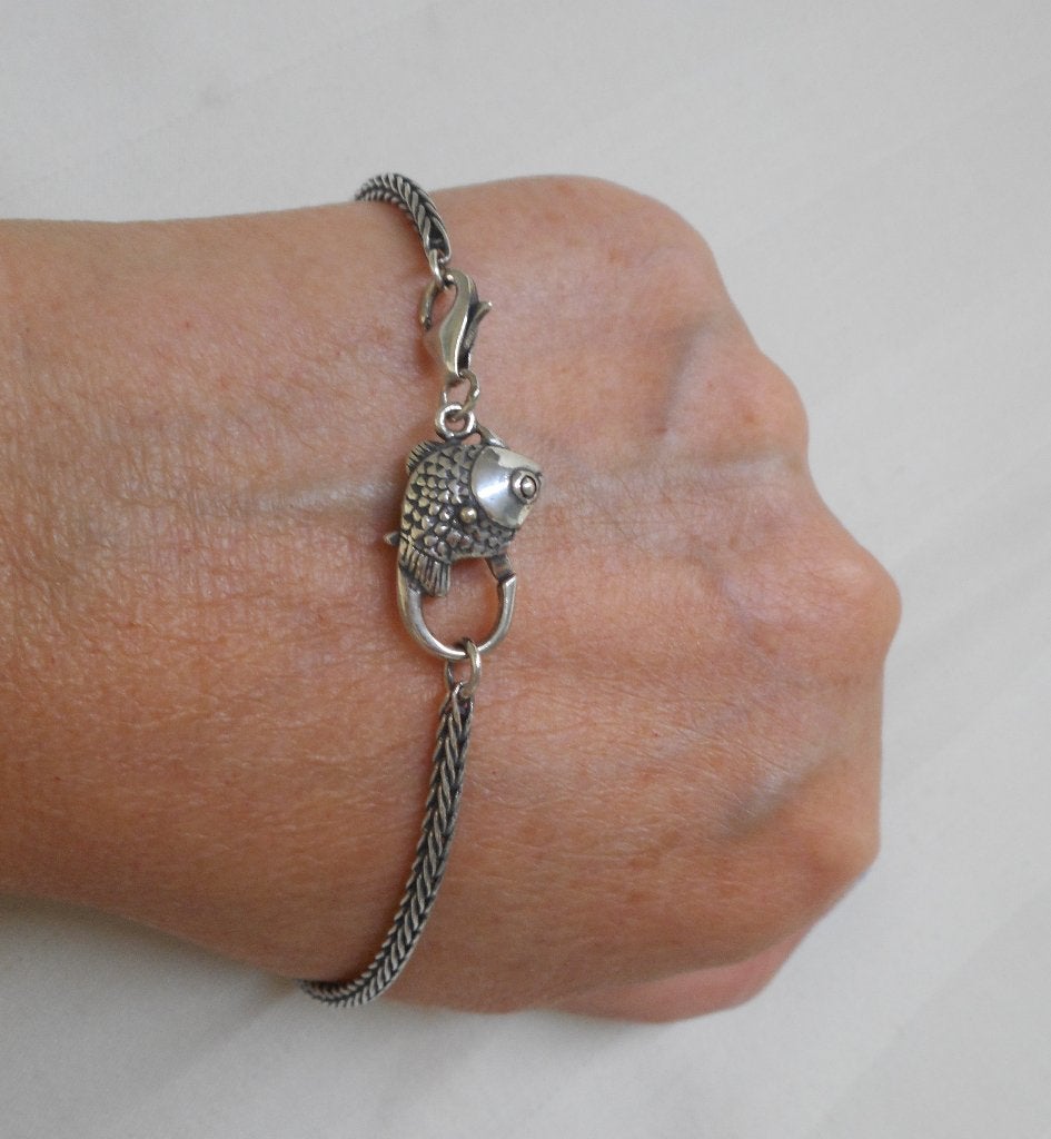 Zilveren Trollbeads armband met vis sluiting nr.1891, Verzenden, Zo goed als nieuw, Zilver, Zilver
