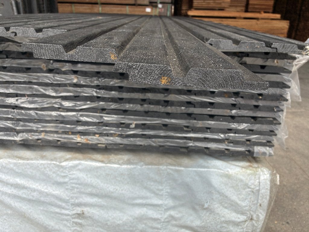 Zwarte Rabatplanken Channelsiding 18x130mm| Schutting & Wand, Ophalen, Planken, Nieuw, Hardhout