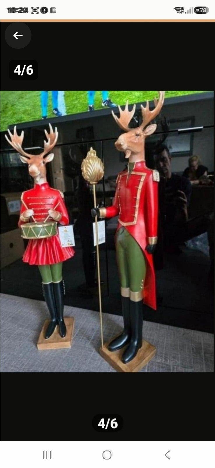 Decoratieve Hertenbeelden in Uniform - Set van 2, Meerkleurig, Overige stijlen, Nieuw, Kunststof