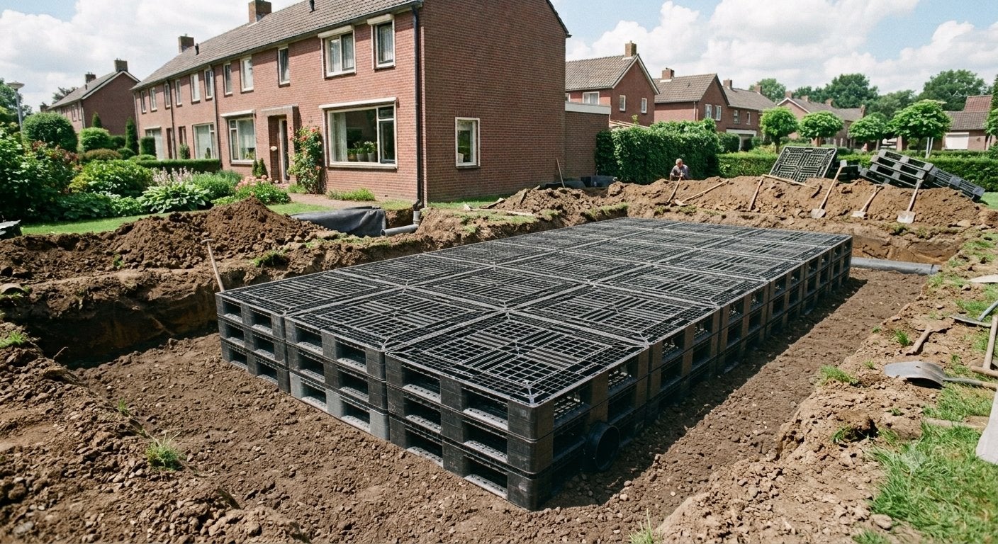 Te koop 150x kunstof plastic pallets vlonder infiltratiekrat, Ophalen, Gebruikt, 100 cm of meer, 60 cm of meer