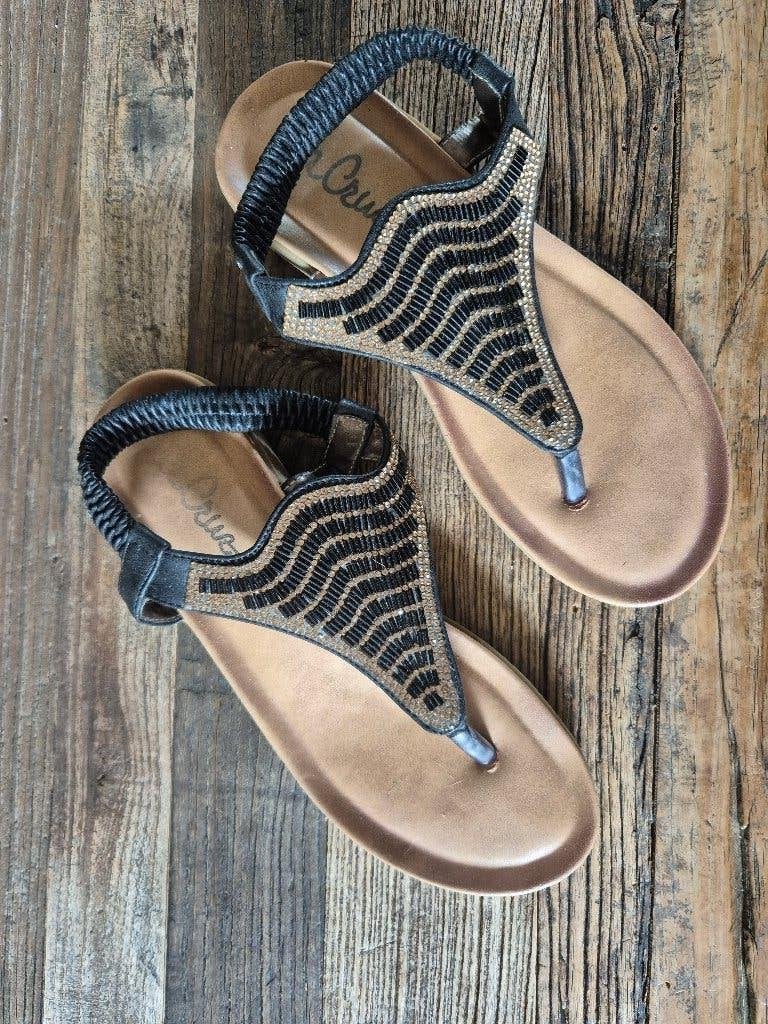 Ella Cruz slippers strass zwart goud maat 39, Slippers, Zwart, Ophalen of Verzenden, Zo goed als nieuw