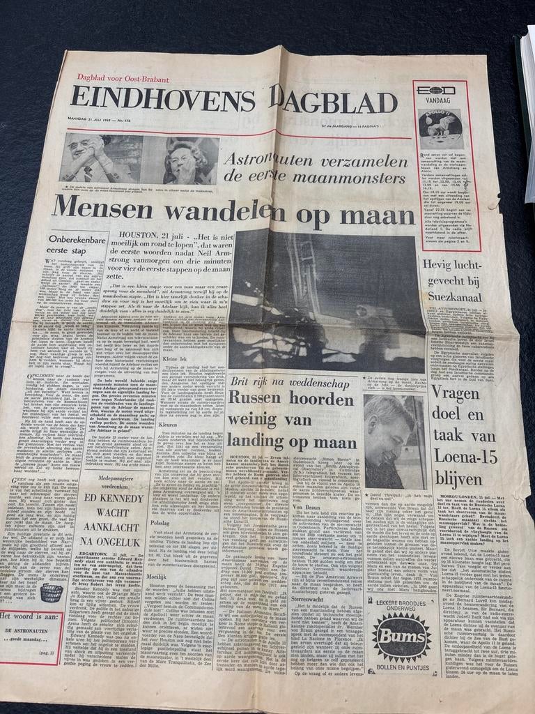Eindhovens Dagblad uit 1969 - Maanlanding, Ophalen of Verzenden, 1960 tot 1980, Nederland, Krant