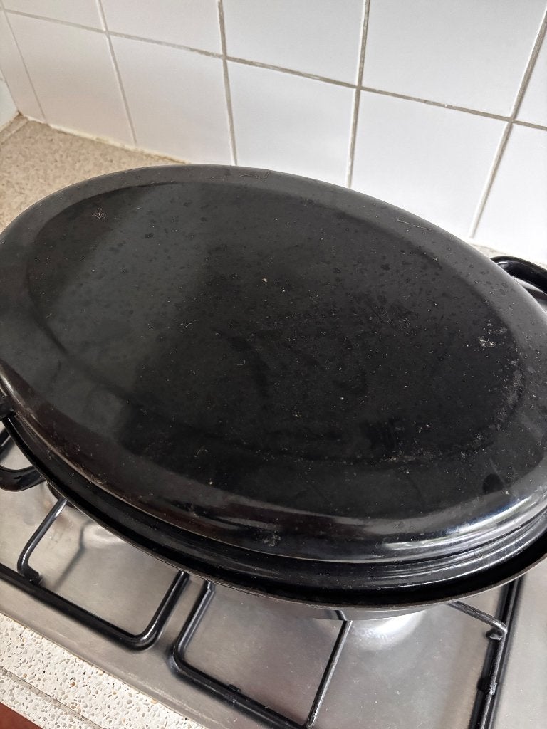 Vingage braadpan voor wild, Ophalen, Gebruikt, Emaille, Braadpan