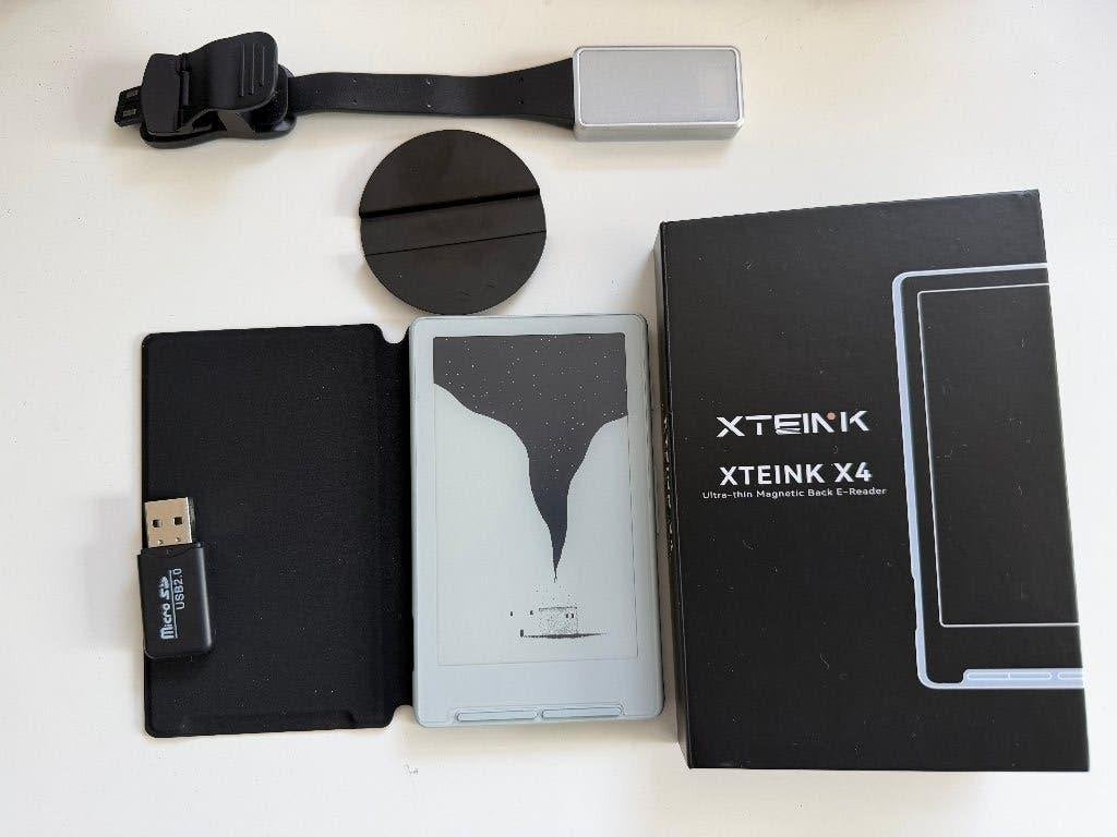 XTEINK X4 E-reader (White Frost) + originele hoes, Uitbreidbaar geheugen, 6 inch of minder, Ophalen of Verzenden, Zo goed als nieuw