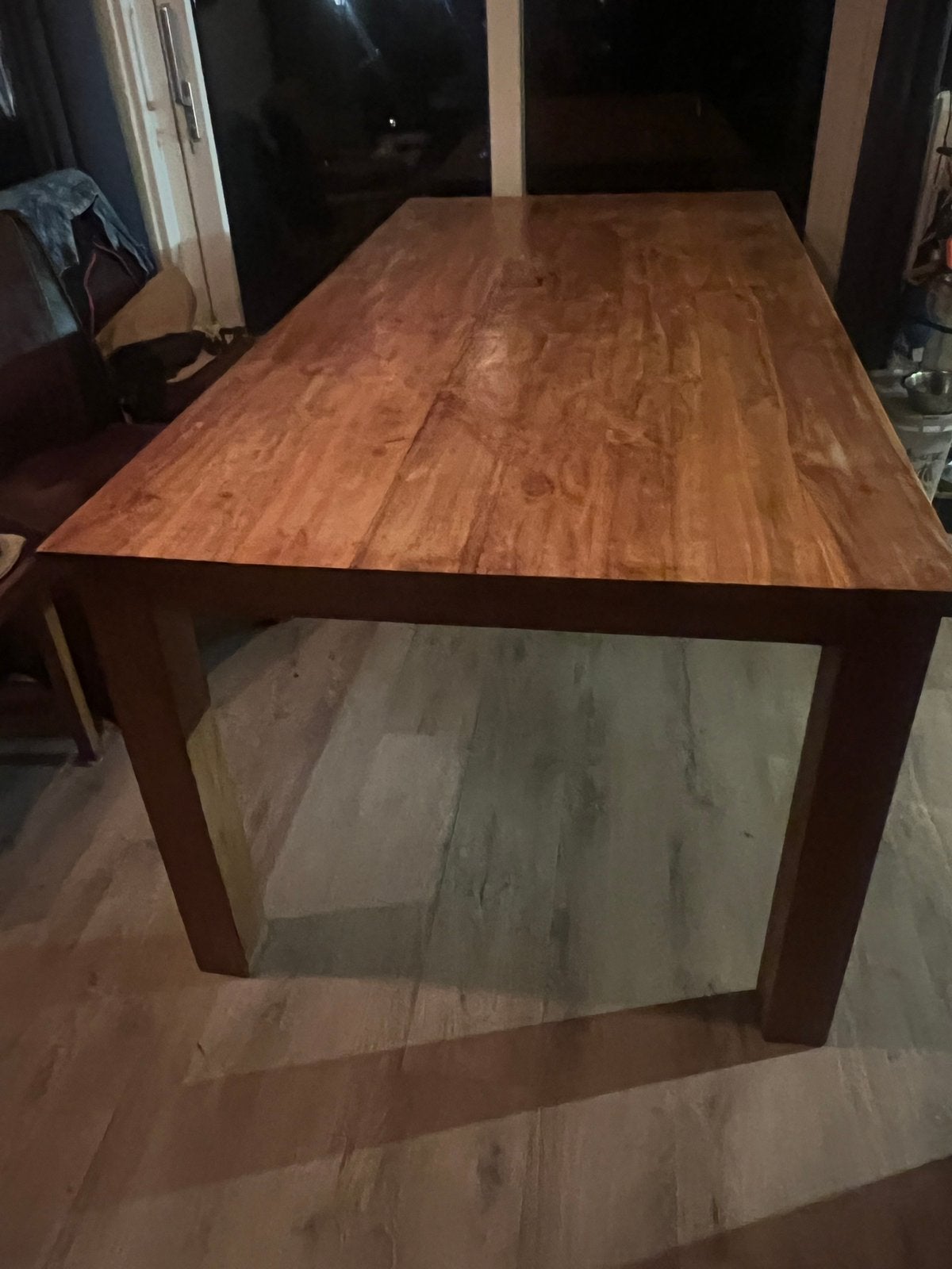 Houten eettafel 2.00 x 1.00 mtr, Ophalen, Gebruikt, 100 tot 150 cm, Vijf personen of meer