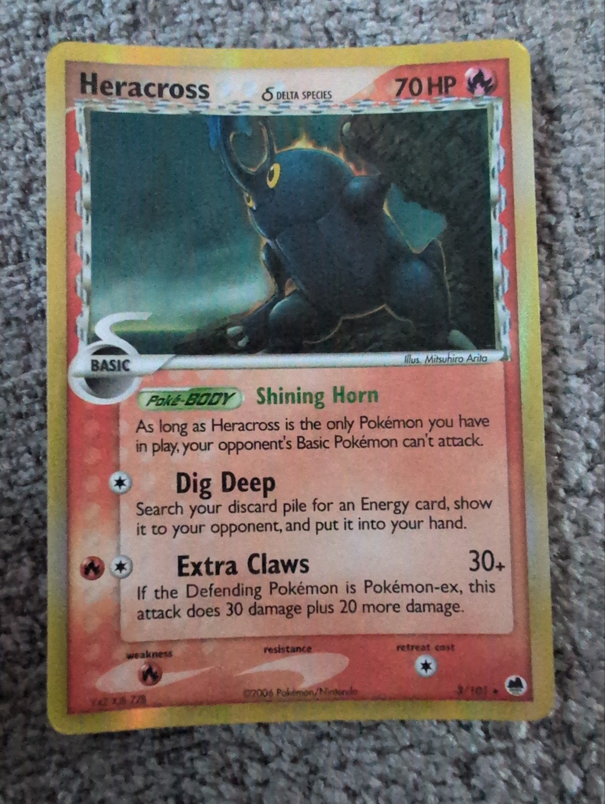 Heracross Delta Species Pokémon Kaart - Holo Foil, Ophalen of Verzenden, Gebruikt, Losse kaart, Foil
