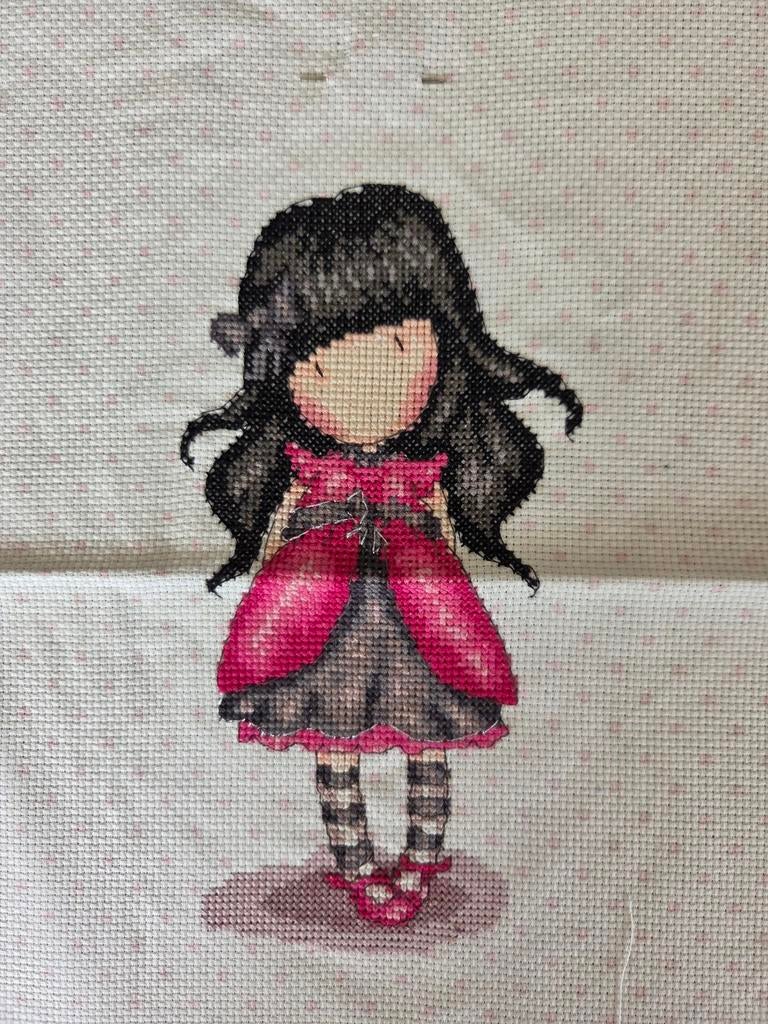 Santoro london Gorjuss ladybird borduurset compleet bijna af, Ophalen of Verzenden, Gebruikt, Handborduren, Borduurpakket