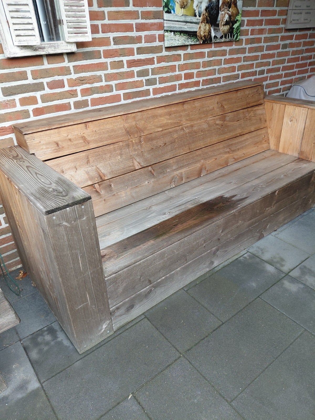 nette robuuste tuinbank te koop., Ophalen, Gebruikt, Hout