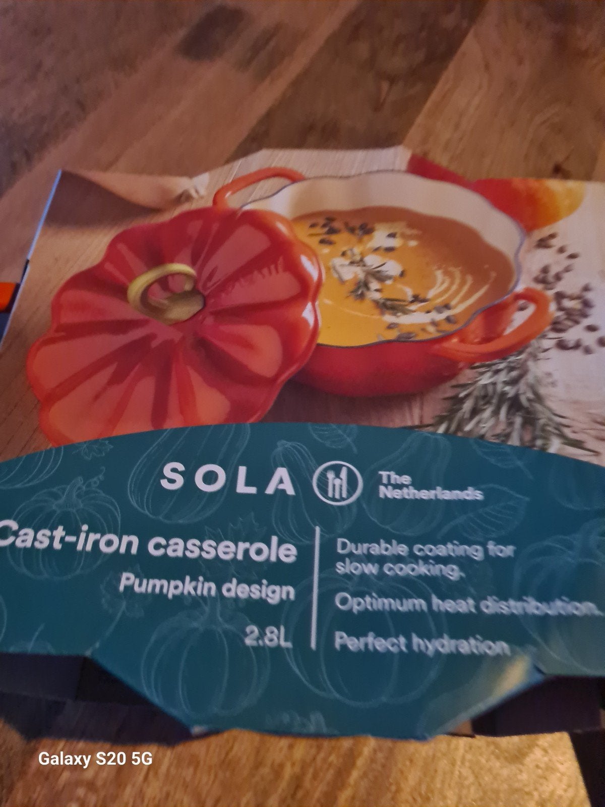 Sola Gietijzeren Pompoen Braadpan 2.8L, Huis en Inrichting, Met deksel, Nieuw, Ophalen of Verzenden, Overige merken