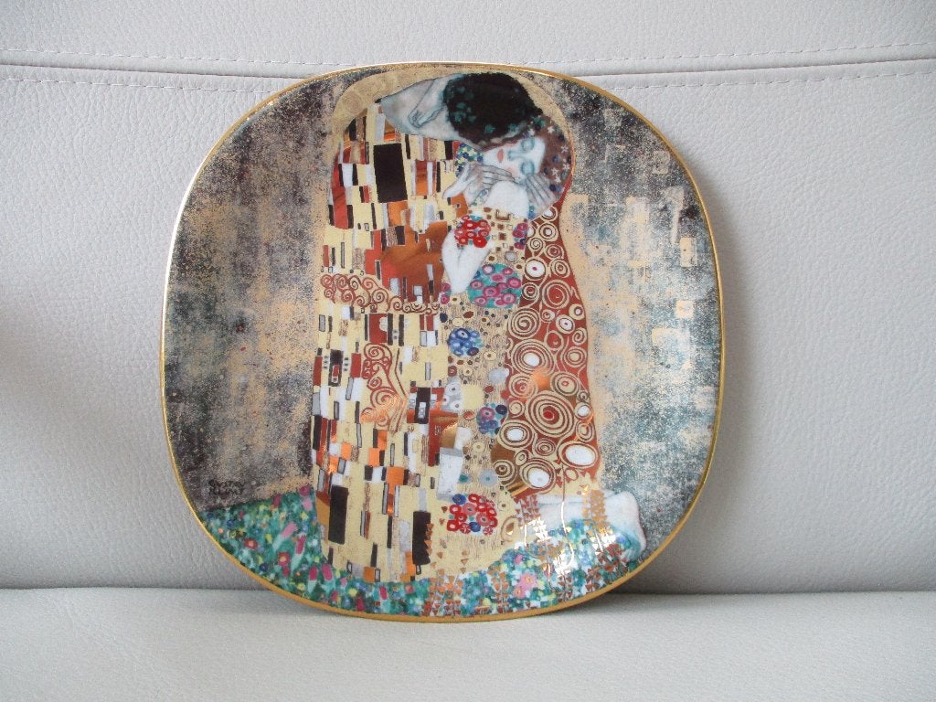 LILIEN - Gustav Klimt - DER KUSS - porselein - Oostenrijk, 21 cm, Ophalen of Verzenden, Zo goed als nieuw, Wandbord of Wandpaneel