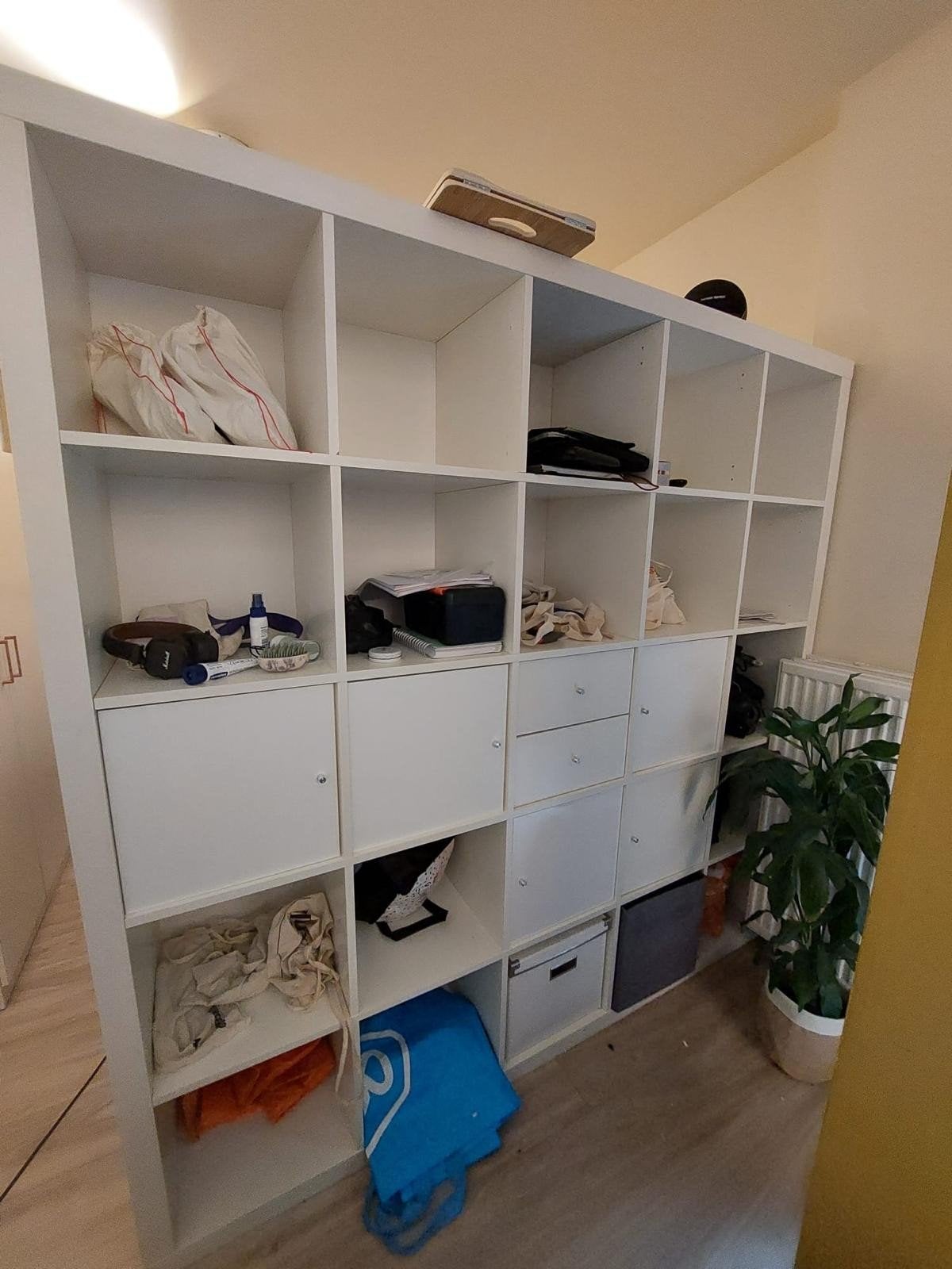 IKEA Kallax Kast 185x185×30cm met diverse inzetstukken, Ophalen, Gebruikt, 150 tot 200 cm, 150 tot 200 cm