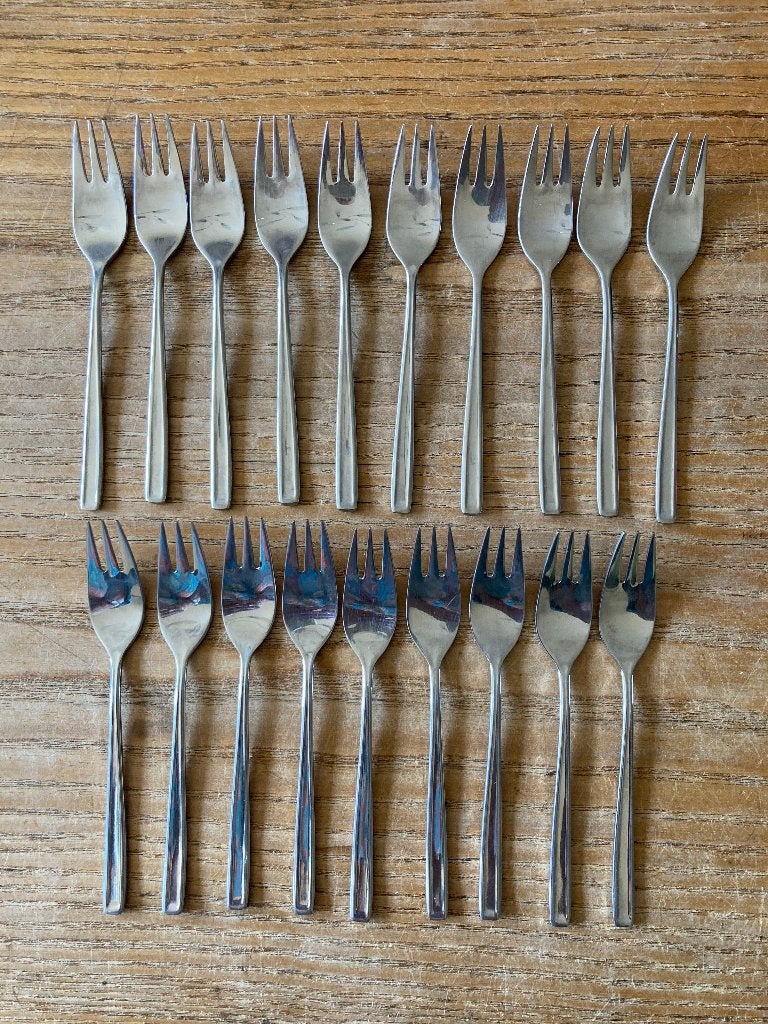 19x Vintage Gero Zilduro 740 Marcanti gebaksvorkjes, Antiek en Kunst, Antiek | Bestek, Ophalen of Verzenden