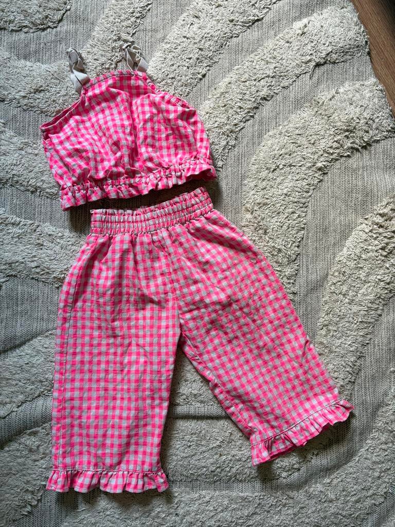 Zara zomerse co-ord set roze ruit maat 92 (2 jaar), Kinderen en Baby's, Kinderkleding | Maat 92, Ophalen of Verzenden, Zo goed als nieuw