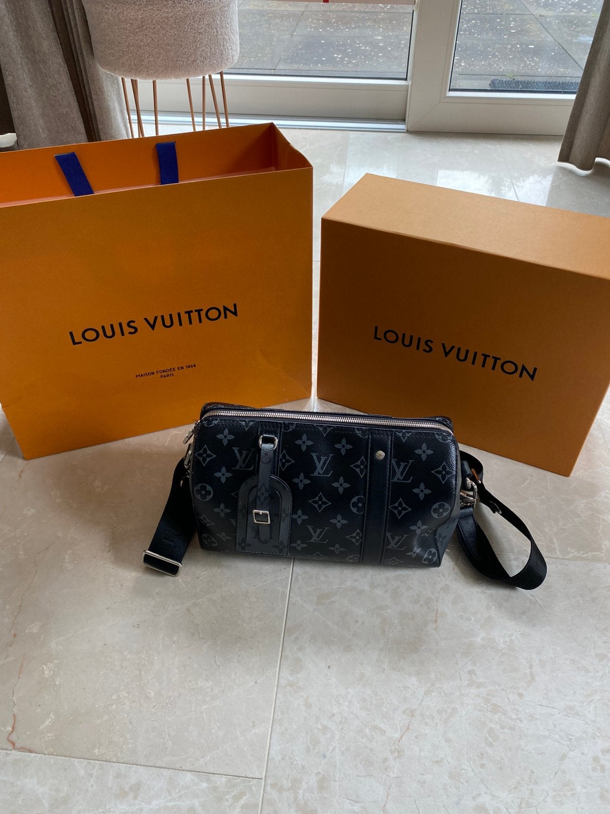 City Keepall Monogram Eclipse Louis Vuitton Tas, Overige merken, Zwart, Ophalen of Verzenden, Zo goed als nieuw